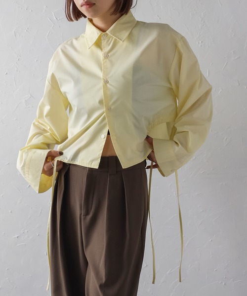 ブラウス シャツ cropped side gather SH/クロップドサイドギャザーシャツ レディース cropped side gather SH/クロップドサイドギャザーシャツ
