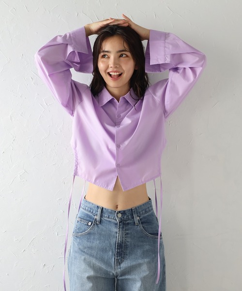 ブラウス シャツ cropped side gather SH/クロップドサイドギャザーシャツ レディース Bonjour Sagan ブラウス シャツ サイドギャザークロップドシャツ