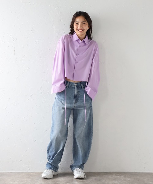 ブラウス シャツ cropped side gather SH/クロップドサイドギャザーシャツ レディース cropped side gather SH/クロップドサイドギャザーシャツ