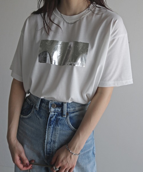 tシャツ FONTLAB FONTLAB箔ロゴプリント レディース tシャツ 箔ロゴプリントTシャツ レディース : ZOZOTOWN Yahoo!店