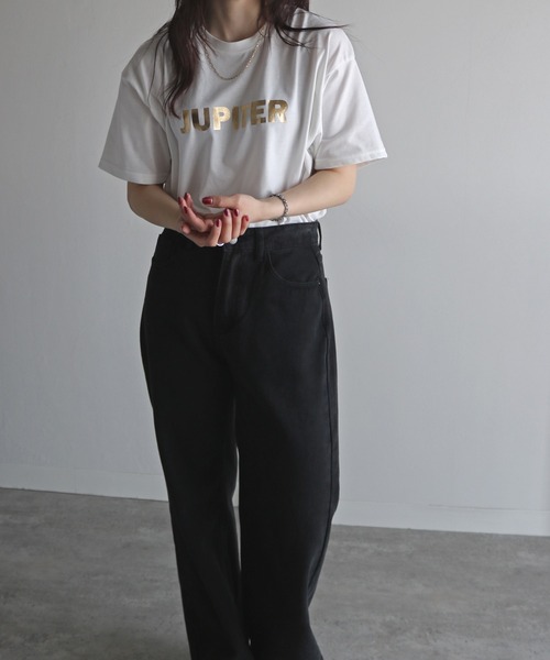 tシャツ UVカット箔プリントロゴTee レディース Te chichi TERRASSE tシャツ 「接触冷感」箔プリントクロップドT