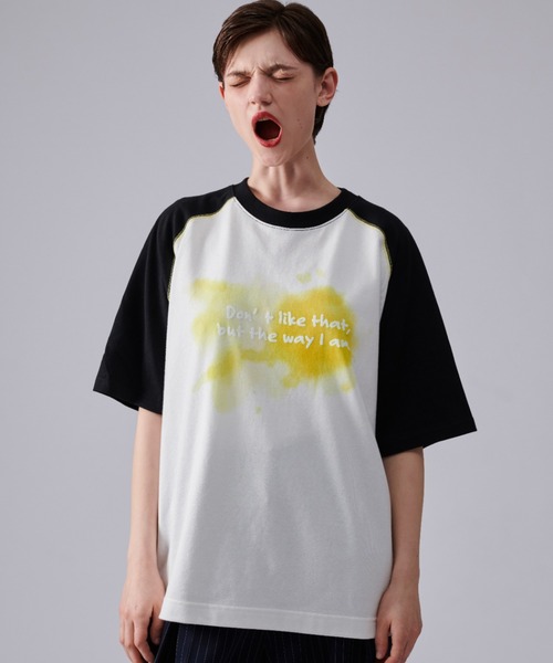 ONCILY tシャツ GRADATION LOGO RAGLAN SLEEVE T-SHIRT