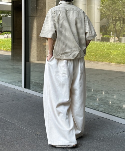 Perushu パンツ リネンタッチワイドパンツ メンズ レディース
