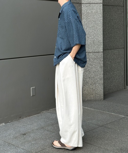 H71-D-S◆美品◆ 45rpm ワイド リネンパンツ プリーツ ソフトリネン・サイドプリーツパンツ/40代50代からのレディース