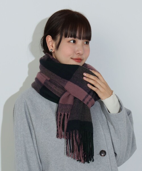 BEAMS HEART マフラー ストール チェック柄 大判ストール