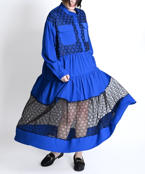 marai（マーライ） シャツワンピース レースドット柄 長袖シャツ
