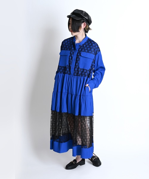 marai（マーライ） シャツワンピース レースドット柄 長袖シャツ