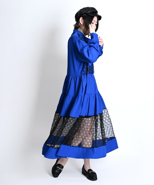 marai（マーライ） シャツワンピース レースドット柄 長袖シャツ