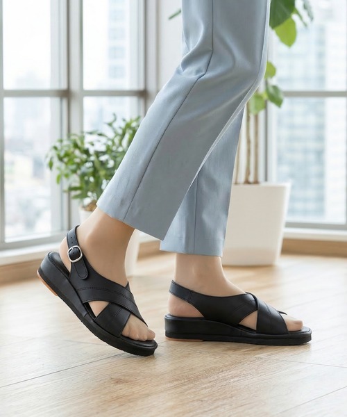 Bio Fitter コンフォートサンダル 黒 Bio Fitter（バイオフィッター） サンダル オフィスサンダル クロス