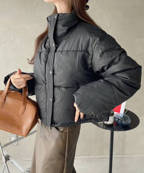 Ada. ダウンコート ダウンジャケット レザーライク 中綿 ショート