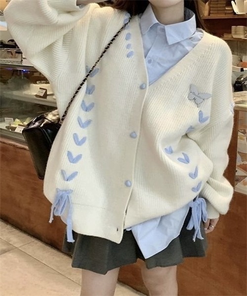 Dream garden（ドリームガーデン） カーディガン 配色レースアップ