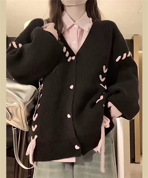 Dream garden（ドリームガーデン） カーディガン 配色レースアップ