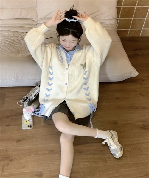 Dream garden（ドリームガーデン） カーディガン 配色レースアップ