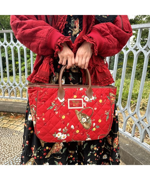 PINK HOUSE（ピンクハウス） トートバッグ 野ばらとチェリープリント