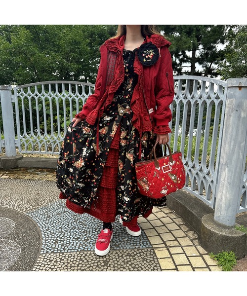 PINK HOUSE（ピンクハウス） トートバッグ 野ばらとチェリープリント