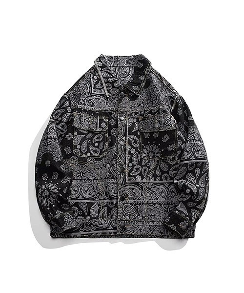 【 さいさいパパページ 】✦ デニムテーラード ジャケット裏地 ペイズリー ARCHIVER デニムジャケット gジャン 「Bz」ペイズリー柄デニムビッグG