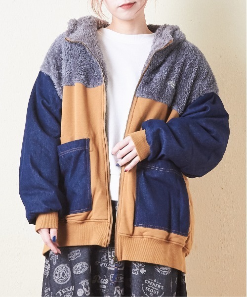 ジャケット Gジャン ボア×スウェット×デニム異素材ジャケット 