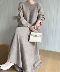 セットアップ セットアップ ボートネックニット＆フレアスカート レディース