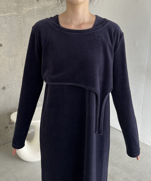 ベロアアシメレイヤードワンピース CAPRICIEUX LE'MAGE ワンピース 「低身長サイズあり」ベロア