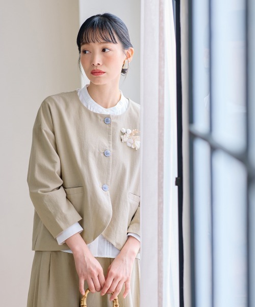 Neina セットアップ 「フォーマル」リネンライクパンツスーツ3点セット