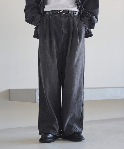 ジーンズ 2タックワイドバギー12オンスデニムパンツ 「セットアップ