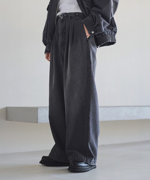 ジーンズ 2タックワイドバギー12オンスデニムパンツ 「セットアップ