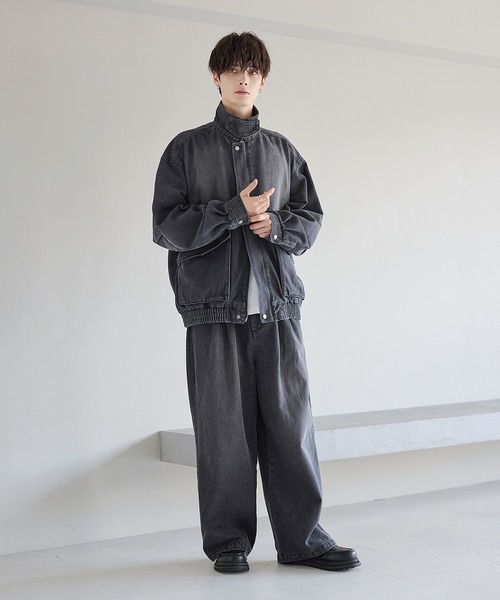 ワイドパンツ ジーンズ 2タックワイドバギー12オンスデニムパンツ 