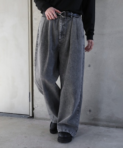 ジーンズ 2タックワイドバギー12オンスデニムパンツ 「セットアップ 