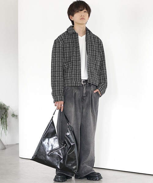 ショート丈ツイードブルゾン ツイードジャケット MinoriTY（マイノリティ） ブルゾン アウター 「MinoriTY」ショート丈