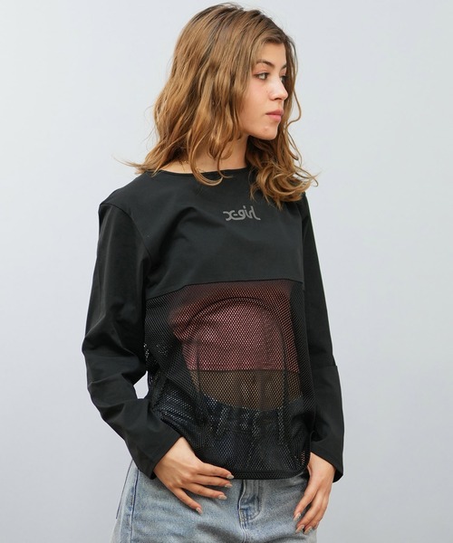 X-girl tシャツ X-GIRL/エックスガール 水陸両用 メッシュロンT