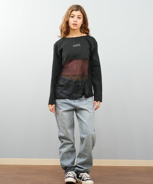 X-girl エックスガール 長袖 Tシャツ レディース ロンT UVカット 吸水速乾 接触冷感 155251013004 X-girl SPORTSエックスガールスポーツ長袖 Tシャツ レディース