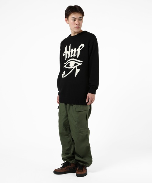 ハフ ニット HUF 「HUF」 長袖ニット LARGE ブラック メンズ : ZOZOTOWN
