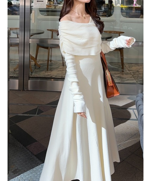 「 Ogue. 」 ワンショルダーデコルテニットワンピース Ogue. ワンピース 「 」 one shoulder dcollet knit op （ワン