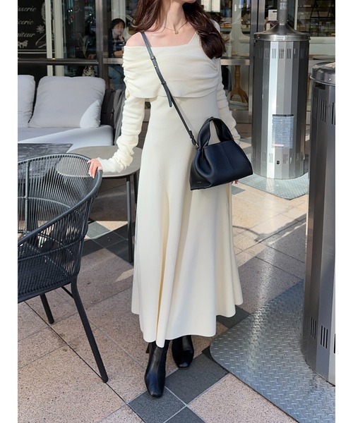 「 Ogue. 」 ワンショルダーデコルテニットワンピース Ogue. ワンピース 「 」 one shoulder dcollet knit op （ワン