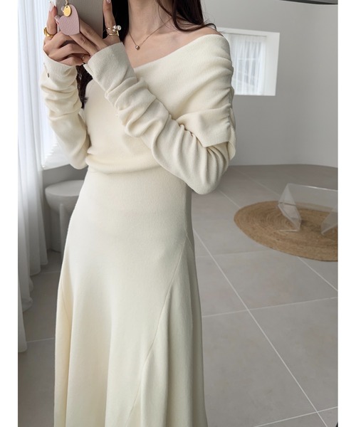「 Ogue. 」 ワンショルダーデコルテニットワンピース Ogue. ワンピース 「 」 one shoulder dcollet knit op （ワン