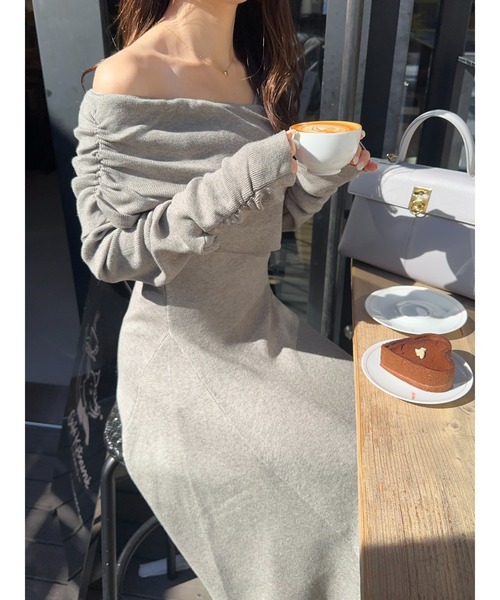 「 Ogue. 」 ワンショルダーデコルテニットワンピース Ogue. ワンピース 「 」 one shoulder dcollet knit op （ワン