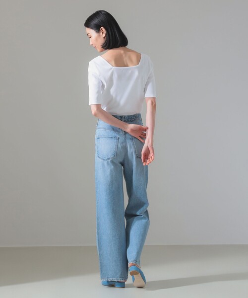 別注　佐藤佳菜子 × SLOANE スクエアネック リブTシャツ　白　plage 別注 佐藤佳菜子 × SLOANE スクエアネック リブTシャツ 白 plage