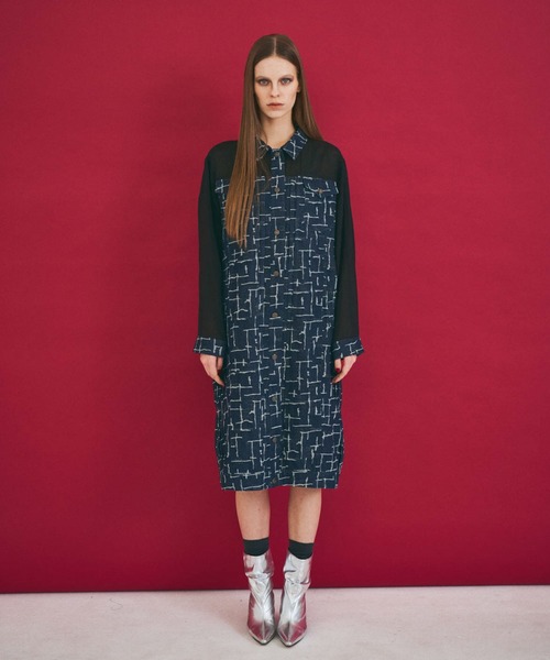 THEODORIC.dy ワンピース シアー切替デニムワンピース / Sheer