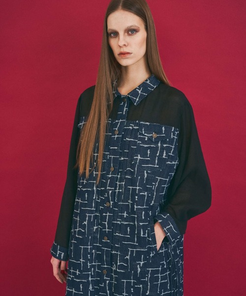 THEODORIC.dy ワンピース シアー切替デニムワンピース / Sheer