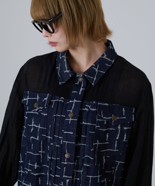 THEODORIC.dy ワンピース シアー切替デニムワンピース / Sheer