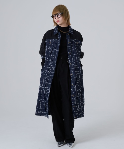 THEODORIC.dy ワンピース シアー切替デニムワンピース / Sheer