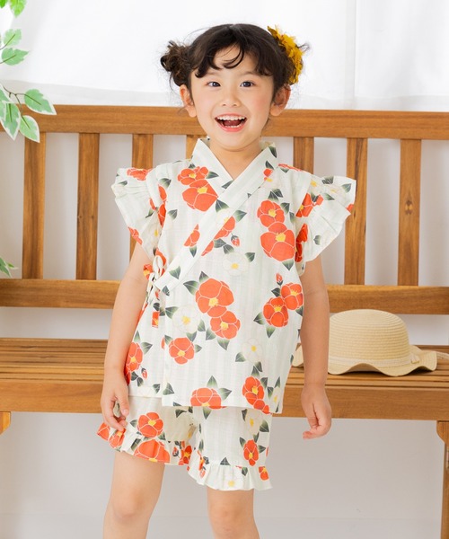 &pal 子供服　6点セット　女の子 100サイズ chil2 浴衣 綿100％ フリル甚平 上下セット キッズ 子供 女の子