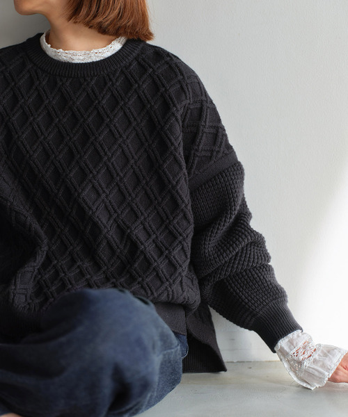 「IENA」 長袖ニット - ネイビー レディース