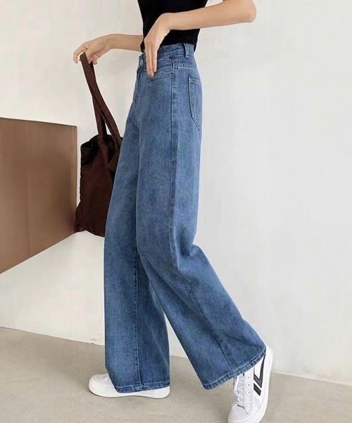 [Miniministore] обработка Denim брюки M sax голубой женский 