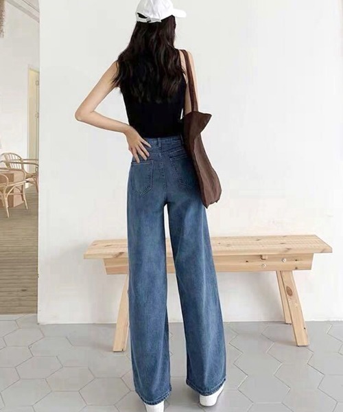 [Miniministore] обработка Denim брюки M sax голубой женский 