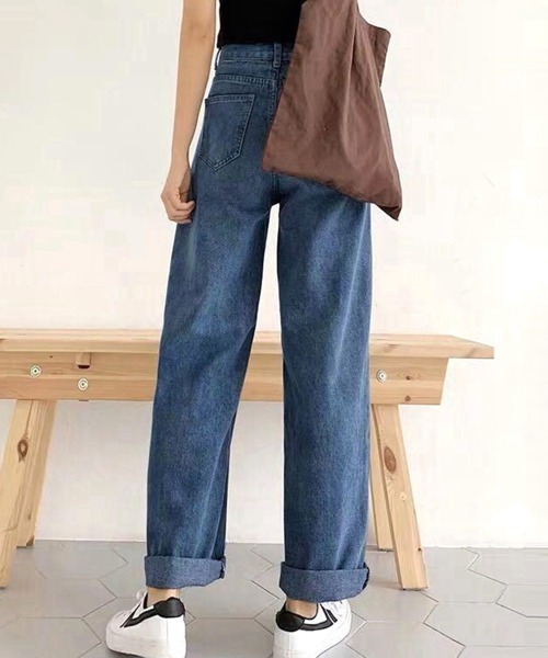 [Miniministore] обработка Denim брюки M sax голубой женский 