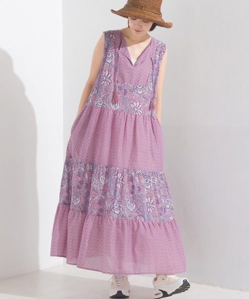 OMNES（ファッション） ワンピース コットンボイル総柄ティ