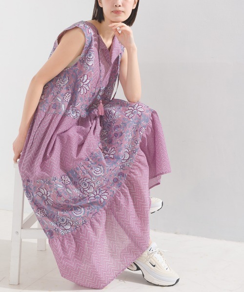 OMNES（ファッション） ワンピース コットンボイル総柄ティ