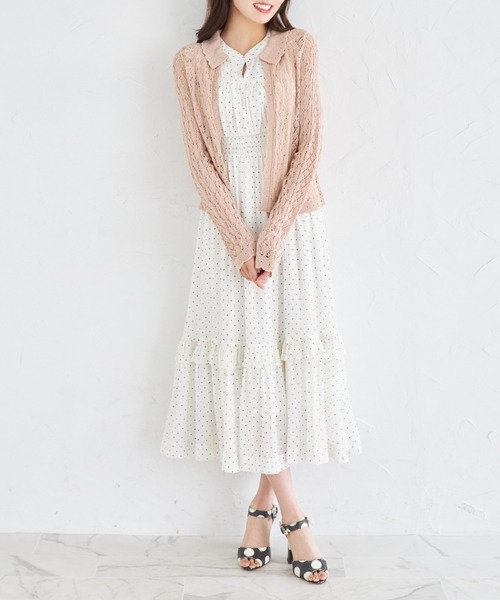 tocco closet ワンピース フリル付きドットシャーリング
