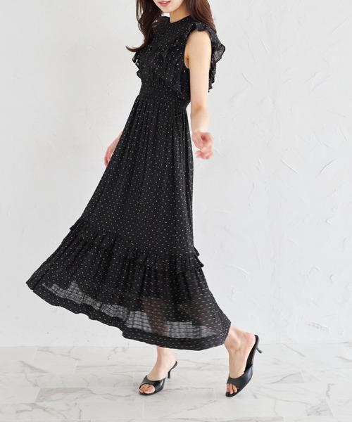 tocco closet ワンピース フリル付きドットシャーリング